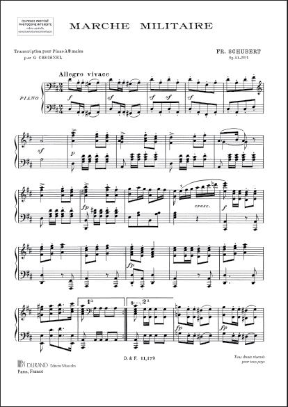 Marche Militaire  - Transcription Pour Piano (Choisnel) - na klavír
